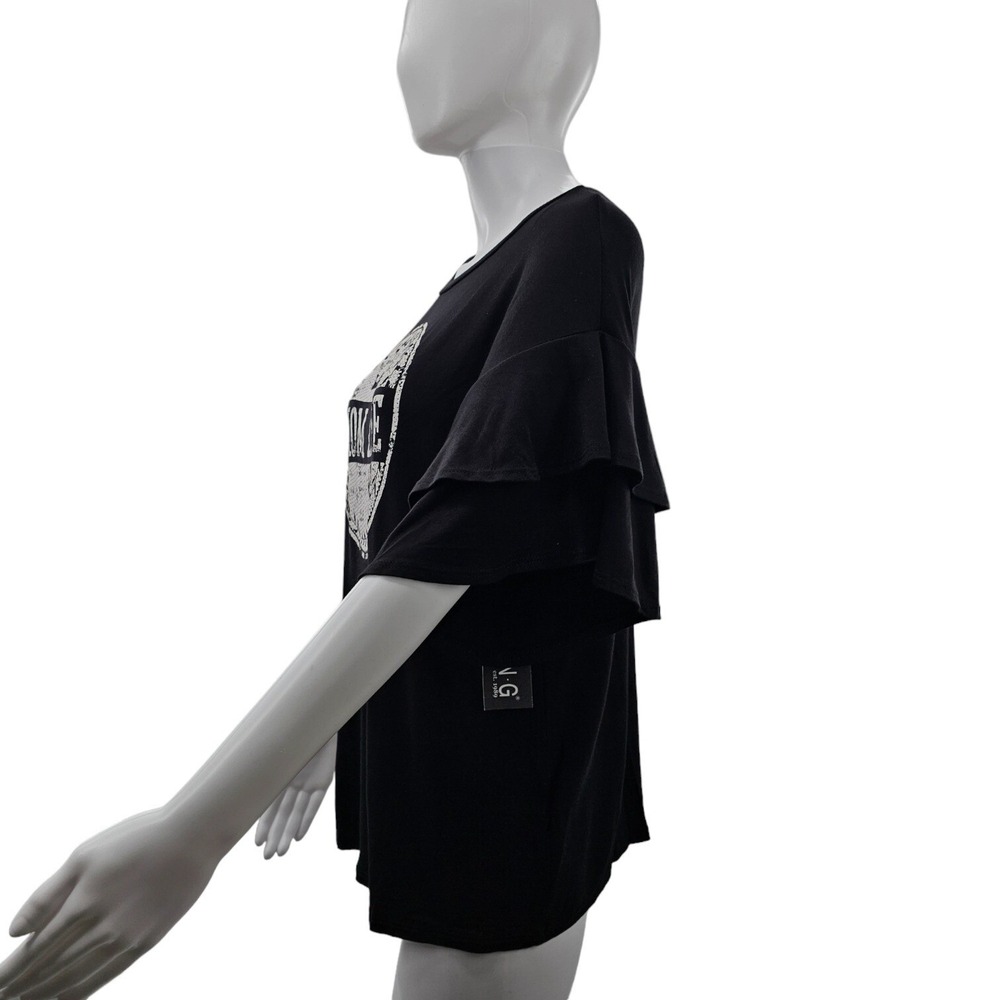 Women Mom Life Graphic Tee Mother Ruffles Short Sleeve Top Black Medium Stylish - Picture 3 of 10
